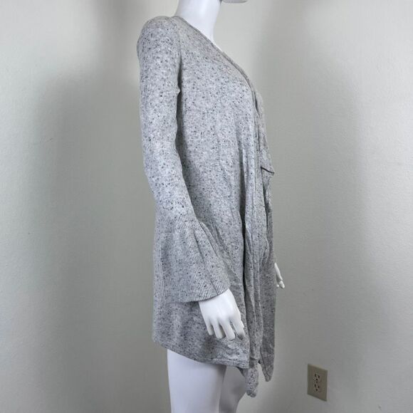 Moth Lyra Women Size S Wool Cashmere Speckled Gray Bell Sleeve Cardigan Sweater - Picture 5 of 16
